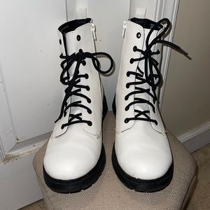 White Combat Boots
